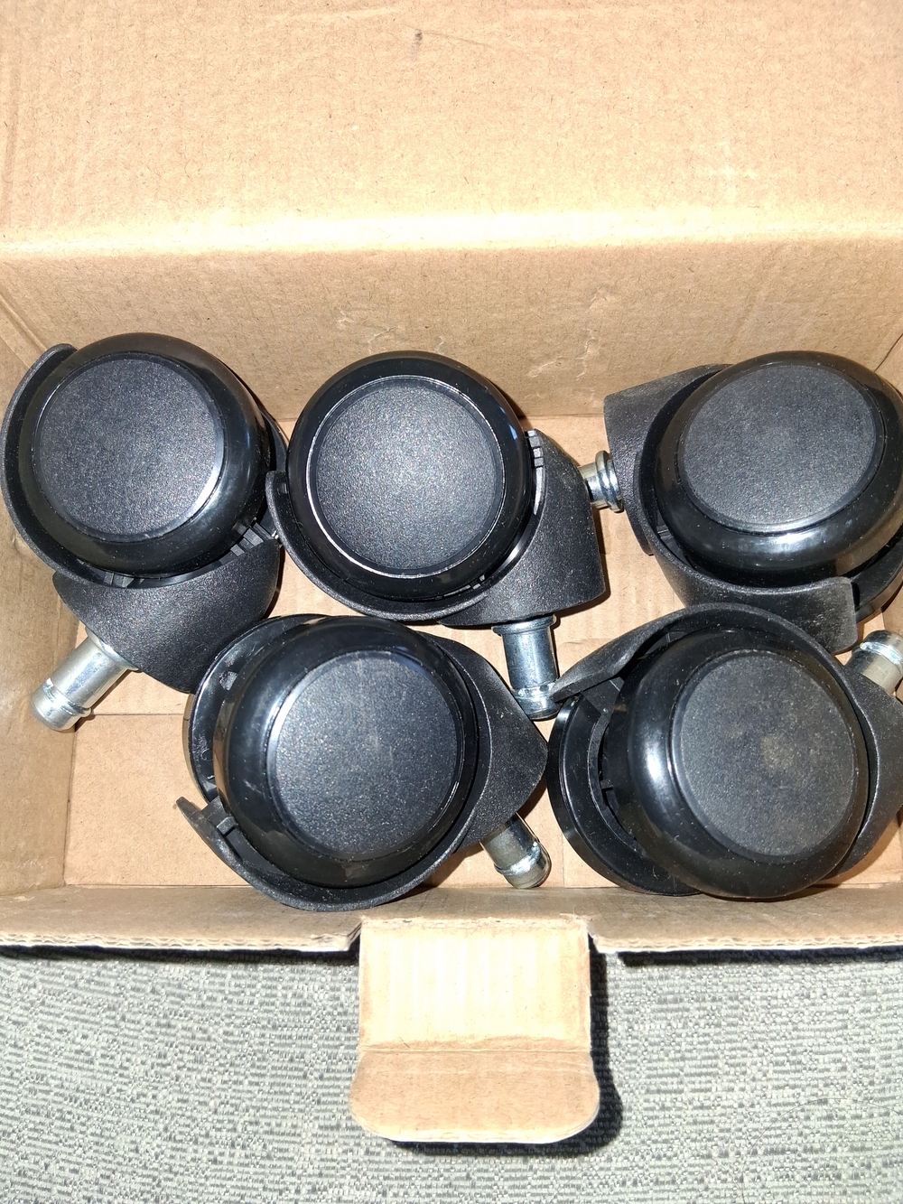 Black Replacement Office Chair Casters - Set of 5 Nib Careercore 2"